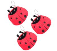 NIYANGLE 3pcs Plush Ladybug Coin Purses with Zipper, Adorable Small Change Wallets to Organize Coins and Cash, Stylish Ladybird Plush Holder for School and Work