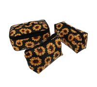 NIYANGLE 3pcs Product Title Sunflower Cosmetic Bag Embroidered Manicure Makeup Bag Product Name Features Unique Capacity Design Secure Zipper Closure The Zipper Opening and Closing