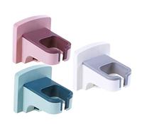 NIYANGLE 3pcs Punch Wall Mounted Hair Dryer Rack with Blow Dryer Holders Bathroom Hair Tool Organizer in White Light Blue Pink Space Saving Storage