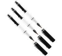 NIYANGLE 3pcs Refillable Fountain Brush Pens with Flexible Brush Tip and Piston Filling System, Stainless Steel Body and Nylon Wool, for Calligraphy, Sketching and Scrapbook Use in Office
