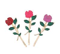 NIYANGLE 3pcs Rose Flower Hair Clips for Women Lightweight Alloy Hair Barrettes for Parties Weddings and Daily Wear Non- Design Comfortable Hold
