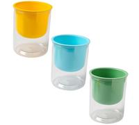 NIYANGLE 3pcs Self Watering Planters Set, Plastic Automatic Watering Flowerpots for Indoor Succulents and Vegetables, Decorative Home Plant Containers with Colorful round Design (blue,