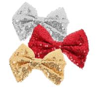 NIYANGLE 3pcs Sequin Hair Bows for Girls Ages 4-8, Sparkly Bow Clips Butterfly Knot Design, Colorful Red Gold Silver Hair Accessories for Boys and Girls’ Party and Dance Performances