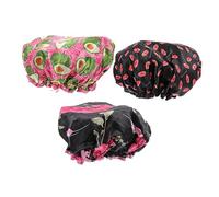 NIYANGLE 3pcs Shower Caps Double Layer Elastic Bath Hats for Hair Cute Printed Design for Cooking and Spa Use Assorted Patterns Avocado Peony Lips