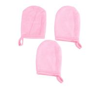 NIYANGLE 3pcs Thickened Pink Makeup Removal Gloves Face Cleansing Mitts Soft Cotton Facial Cleaning Pads Exfoliating Gloves for Gentle Daily Skincare and Makeup Removal