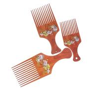 NIYANGLE 3pcs Vintage Chinese Style Wood Grain Fork Comb Set Large Medium Small Hair Styling Tools for Adults Boys Girls Professional Hairdressers Salons