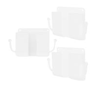 NIYANGLE 3pcs Wall Mounted Phone Holder with Hooks for Home Charging Use | Plastic White Finish, Self Adhesive Design, Smooth Edges, Keeps Remotes Handy and Cables Tidy