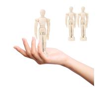 NIYANGLE 3pcs Wooden Jointed Manikins Figure Model for Artists, Lightweight and Articulated, for Home Office Desk Decoration, Beige Wood Material, for Advanced Artists and Sculptors