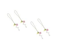NIYANGLE 4 pcs Flower Pendant Phone Lanyard with Floral Hanging Ornament Lightweight Smartphone Chain Wrist Strap for Lost Protection and Decorative Use Practical Mobile Phone Accessory for
