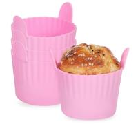 NIYANGLE 4 Pcs Pink Silicone Muffin Cases for Airfryer Baking Nonstick Silicone Cupcake Moulds and Liners Baking Cups for Home Kitchen Use