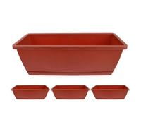 NIYANGLE 4 Sets Rectangular Window Box Planter with Drainage Design