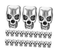 NIYANGLE 40pcs Large Skull Beads Alloy Spacer Charms for Jewelry Making Smooth Finish Punk Skeleton Beads for Bracelets Necklace Earrings Antique Style DIY Craft Accessories