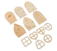 NIYANGLE 48pcs DIY Wooden Fairy Garden Doors Unpainted Miniature Blank Craft Supplies for Painting and Decorating Natural Wood Material with Wear-Resistant Surface for Creative Home and