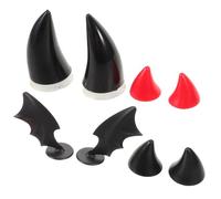 NIYANGLE 4pair Lightweight Pp Motorcycle Helmet Decorations with Bat Wings and Devil Horns, Easy Installation Helmet Accessories for Snowboard and Nighttime Rides
