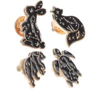 NIYANGLE 4pcs Alloy Animal Brooches Cute Cartoon Pin Badges for Decorating Clothing, Practical Black Metal Accessories for Birthday Party and Daily Life