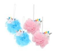 NIYANGLE 4pcs Bath Sponges for Boy Girl Loofahs Hanging Rope for Exfoliation and Massage for Shower Use