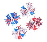 NIYANGLE 4pcs Boys and Girls Hair Bow Clips American Flag Hair Bows for Girls Patriotic
