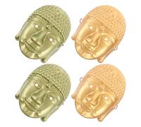 NIYANGLE 4pcs Buddha Head Masks Set - Gold Teal Buddha Face Masks with Elastic Band for Carnival, Halloween, Masquerade Party, Buddhist Costume Accessories