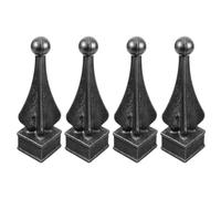 NIYANGLE 4pcs Cast Iron Fence Finials Black Metal Fence Post Caps Decorative Spiked Topper for Garden Yard Railing Protection