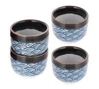 NIYANGLE 4pcs Ceramic Sake Cups Set 35ml Japanese Saki Mug Household Rice Wine Glasses Traditional Asian Ceramic Drinkware for Dining and Entertaining