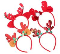 NIYANGLE 4pcs Christmas Hair Bands Antler Headband Props Soft Fluffy Holiday Headbands for Adults and Festival Party Hair Accessories