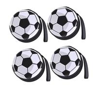 NIYANGLE 4pcs Creative Football Pattern Coin Purse Rounded Tinplate Storage Bags with Random Interior Colors Compact Organizer for Money Keys Cards and Small Items Soccer Random Color