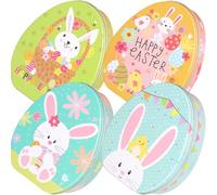 NIYANGLE 4pcs Egg-shaped Tinplate Party Candies Box for Easter with Lightweight Storage and Unique Decorative Design, for Festival Decoration and Cookie Packaging