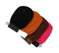 NIYANGLE 4pcs Exfoliating Bath Gloves Set, Deep Cleansing Shower Scrubbers in Black, Orange, Brown, Rose Red, Reusable Body Scrub Mitts for Dead Skin Removal and Spa Bathing