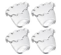 NIYANGLE 4pcs Flower Edge Glass Salad Bowls Small Decorative Fruit Bowls for Yogurt Serving Household Glass Dessert and Fruit for Dining Table Use