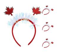 NIYANGLE 4pcs Holiday Party Headdress Iridescent Maple Leaf Tinsel Headband Autumn Fall Leaves Hair Accessories for Women Thanksgiving Festival Costume Decoration Supplies