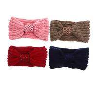 NIYANGLE 4pcs Knitted Turban Headbands for Women Warm Bow Hair Bands for Outdoor Activities Cozy Handmade Accessories