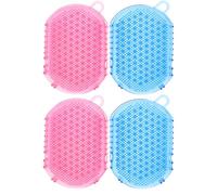 NIYANGLE 4pcs Meridian Massage Brushes Soft Scalp Body Cleansing Brush Double Sided Pressure Massage Tools for Hair Nails Pet Travel