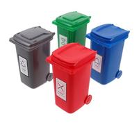 NIYANGLE 4PCS Mini Desktop Trash Bins with Lid Portable Small Garbage Cans for Office Bedroom Car Hygienic Washable Waste Containers in Red Green Blue Gray