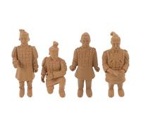 NIYANGLE 4Pcs Mini Terracotta Warriors Figurines Small Office Desk Ornaments Ancient Chinese Soldier Miniature Statues Home and Aquarium Decoration
