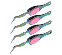 NIYANGLE 4pcs Precision Curved Tip Tweezers Stainless Steel Reverse Lock Fine Point Bent Tweezer for DIY Craft Eyelash Extensions Jewelry Electronics Laboratory Use