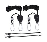 NIYANGLE 4PCS Ratchet Hanger Set Heavy Duty Tie Down Rope with Pulley for Grow Light Fixture Adjustable Plant Hanging Supports Up to Load Capacity