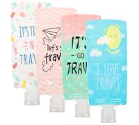 NIYANGLE 4pcs Refillable Lotion Squeeze Bags Travel Emulsion Containers for Shampoo Shower Gel and Lotion Compact and Design for Vacation and Outdoor Activities