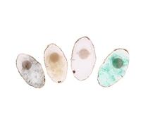 NIYANGLE 4pcs Resin Nail Art Color Mixing Plate Set Unique Shape Lightweight Decorative DIY Nail Polish Palette for Art and Cosmetic Make up Area