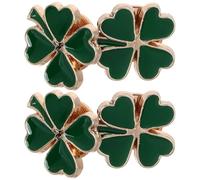 NIYANGLE 4Pcs Shamrock Lapel Pins Green Enamel Retro Style 4-Leaf Clover Brooch Set for Men and Women St Patricks Day Costume Jewelry Holiday