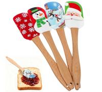 NIYANGLE 4Pcs Silicone Butter Spatula Cream Scraper Set for Baking, Christmas Cake Decorating Tools with Assorted Designs, Food-Grade Silicone Scrapers for Buttercream and Pastry