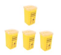 NIYANGLE 4pcs Small Sharps Container with Lid Disposal Box Waste Bin for Home and Travel Use Material Odor Resistant Yellow Multi Functional Syringe Disposal Container