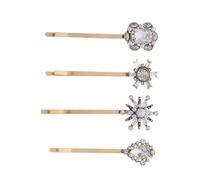 NIYANGLE 4pcs Vintage Rhinestone Bangs Hair Clips for Women Decorative Faux Pearl Bobby Pins Secure Hold French Side Barrettes for Party and Everyday Styling