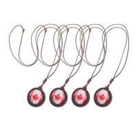 NIYANGLE 4pcs Vintage Wooden Soccer Necklace Set with National Flag Pattern, Lightweight Football Shaped Pendant for Sports Enthusiasts and Soccer Fans, for Game Day and Daily Wear