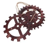 NIYANGLE 4pcs Wagon Wheel Decorations Wooden Wagon Wheel Decorations Vintage Rustic Delicate Wood round Hanging Ornaments with Lanyard Design for Living Room and Garden