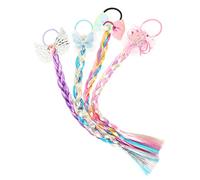 NIYANGLE 4Pcs Wig Hair Ropes Butterfly Rainbow Shell Unicorn Styles Hair Ties Bands for Boys Fun Hair Accessories