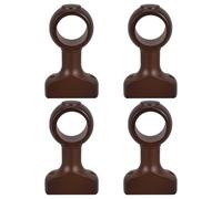 NIYANGLE 4Pcs Wooden Curtain Rod Support Brackets Single Hole for 35Mm Rods, Deep Coffee Colour, Wall Mounted Drapery Pole Holders for Home and Holiday Decoration