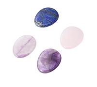 NIYANGLE 4pcs Worry Stones Thumb Crystals for Anxiety Relief Amethyst and Deep Healing Stones for Meditation and