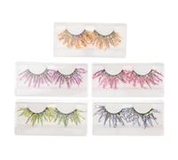 NIYANGLE 5 Pairs 25mm Glow-in-the-dark 3d Glitter Fake Eyelashes Fluorescent Cosplay False Lashes for Party and Festival Makeup