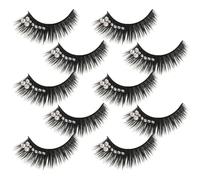 NIYANGLE 5 Pairs Black Synthetic Fiber False Lashes Rhinestone Eyelashes for Eye-catching Fuller Longer Look for Club and Daily Life
