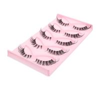 NIYANGLE 5 Pairs False Eyelash Strips Black Classic Fox Eye Lashes Lightweight and Easy to Use False Lashes for Everyday Life and Attending Parties